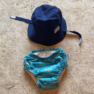 3/ $15 12M Reversible Sun Hat and UPF 50 Swim Diaper